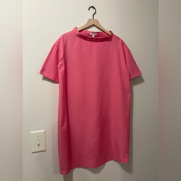 COS Coral Pink Mock Neck Casual Shift Dress Size 6 - Picture 4 of 8